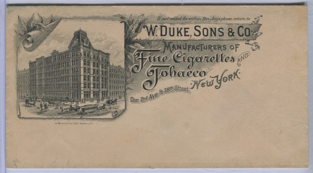 Fantastic W. Duke & Sons Tobacco Unused Mailing Envelope