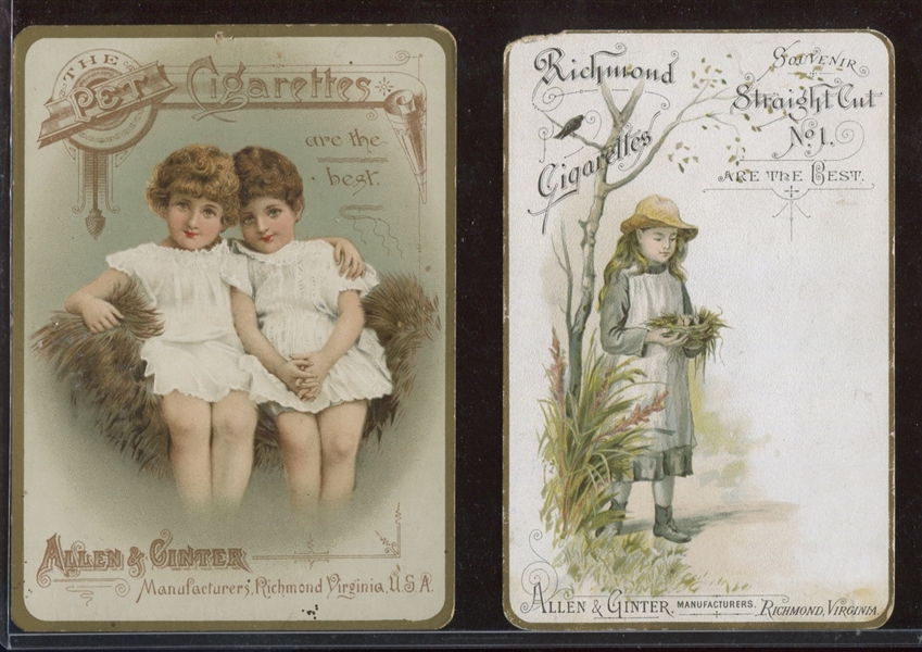 Allen & Ginter Pet Cigarettes, Opera Puffs and Richmond Straight Cut Advertising Trade Card lot of (19) Cards