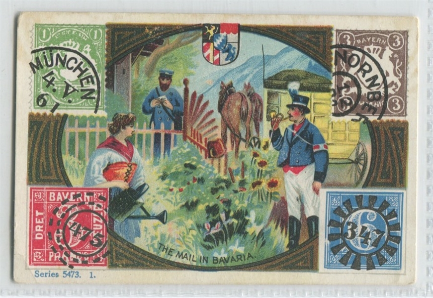 D73 Stamps and Mail Carriers of Nations Pair of Type Cards