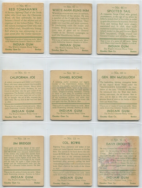R73 Goudey Gum Indian Gum Complete Set of (216) Cards plus (1) Duplicate