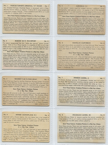 F277-1 Heinz Rice Flakes Famous Airplanes Complete Set of (25) Cards