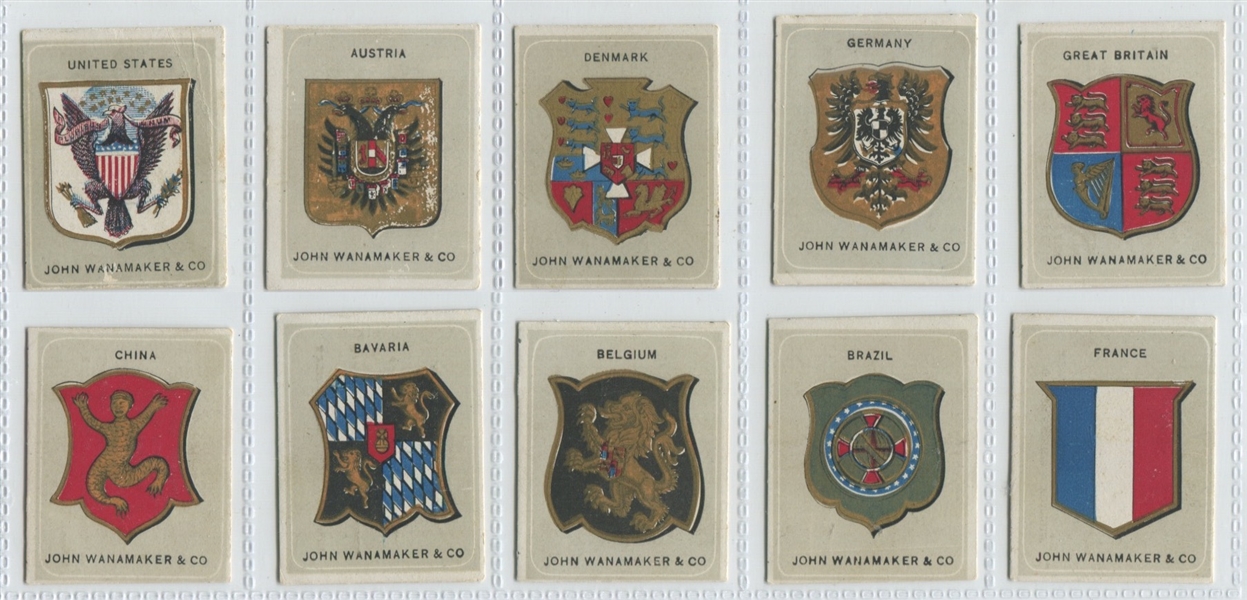 H624 Wanamaker Flags and Crests of Nations Lot of (20) Cards