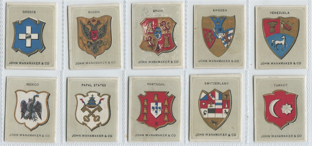 H624 Wanamaker Flags and Crests of Nations Lot of (20) Cards