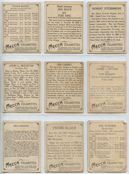 T220 Mecca Cigarettes Boxers Lot of (9) Cards with John L Sullivan