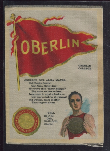 S23 College Flag, Seal, Song Yell Oberlin College/Basketball Tobacco Silk
