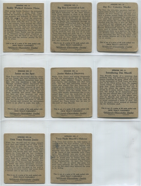V404 Willard Chocolates Dick Tracy Near Set (88/96) Cards