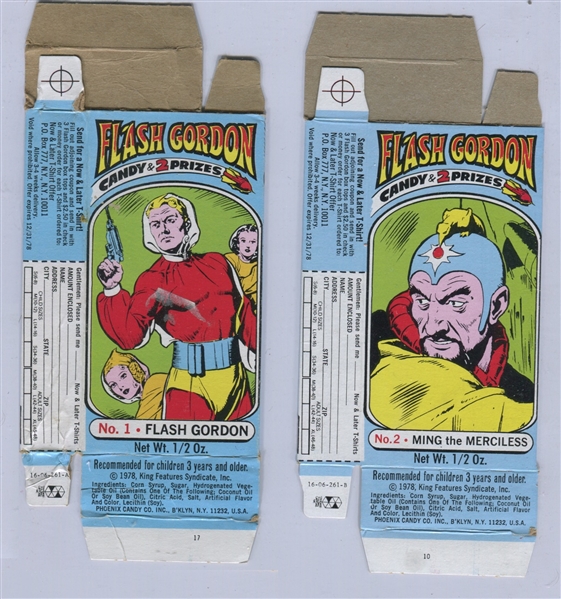 1978 Phoenix Candy Boxes Flash Gordon Complete Set of (8) Complete Boxes