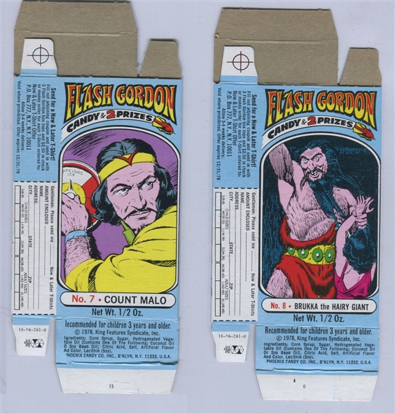1978 Phoenix Candy Boxes Flash Gordon Complete Set of (8) Complete Boxes