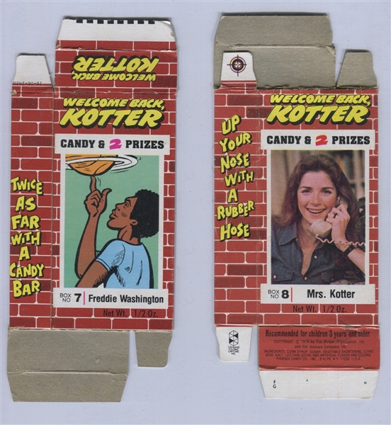 1976 Phoenix Candy Boxes Welcome Back Kotter Complete Set of (8) Complete Boxes