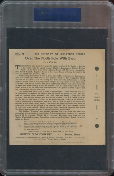 R65 Goudey History Of Aviation #9 Over the North Pole PSA4 VGEX