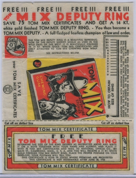 R151 National Chicle Tom Mix Booklet Wrapper