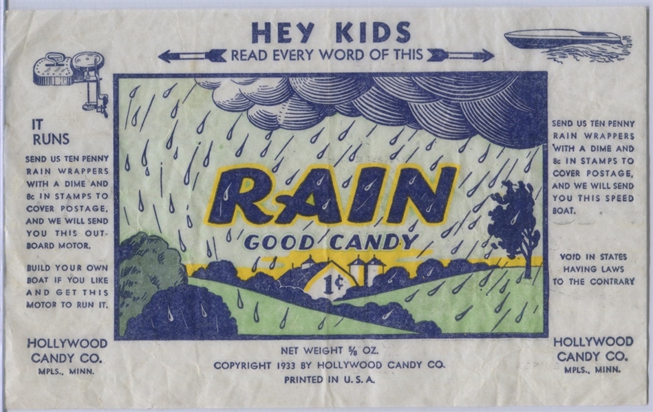 Hollywood Candy Company Rain Good Candy Wrapper