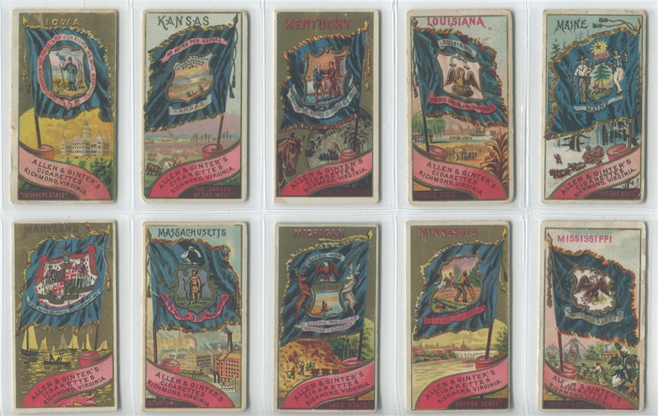 N11 Allen & Ginter Flags of the States and Territories Complete set of (47) Plus (5) Variations