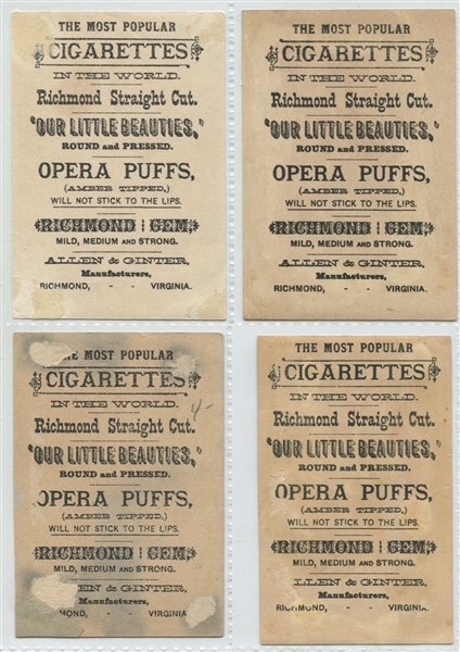 Interesting Allen & Ginter Our Little Beauties and Opera Puffs Trade Card Lot of (16) Cards