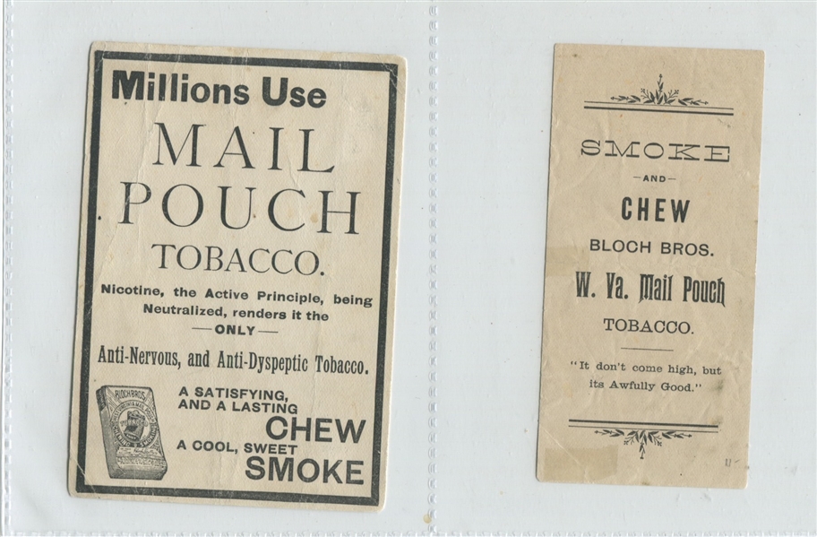 Fantastic Bloch Brothers Mail Pouch Tobacco Advertising and Coupon Lot of (13) Pieces
