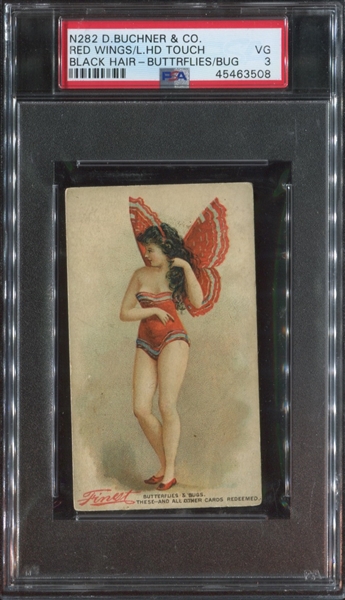 N282 D.Buchner & Co. Butterflies and Bugs Red Wings/Left Hand Touch Type Card - PSA VG 3