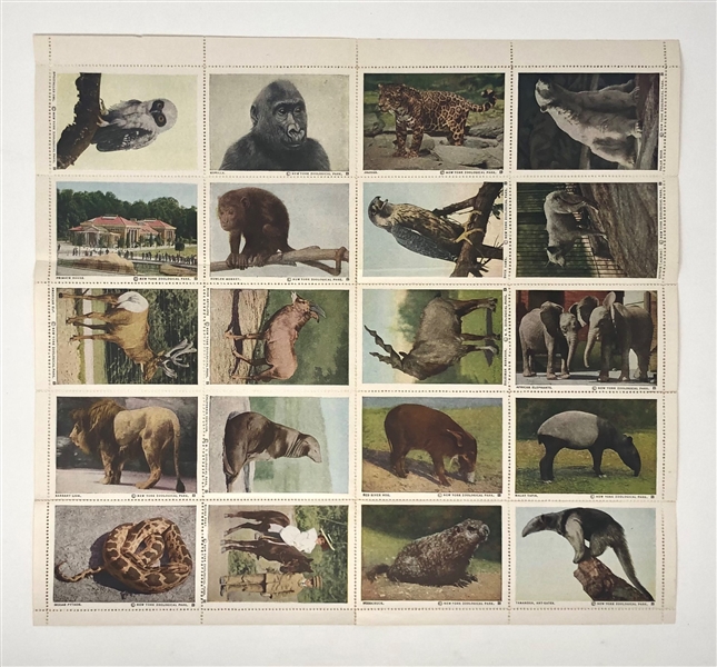 1940s New York Zoo Animals in Art Stamps Complete A and B 20-Stamp Complete Sets Pair