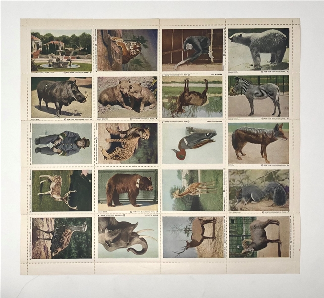 1940s New York Zoo Animals in Art Stamps Complete A and B 20-Stamp Complete Sets Pair