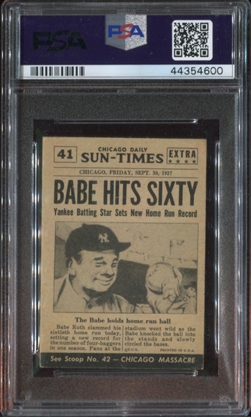 1954 Topps Scoop #41 Babe Ruth Sets Record PSA5 EX