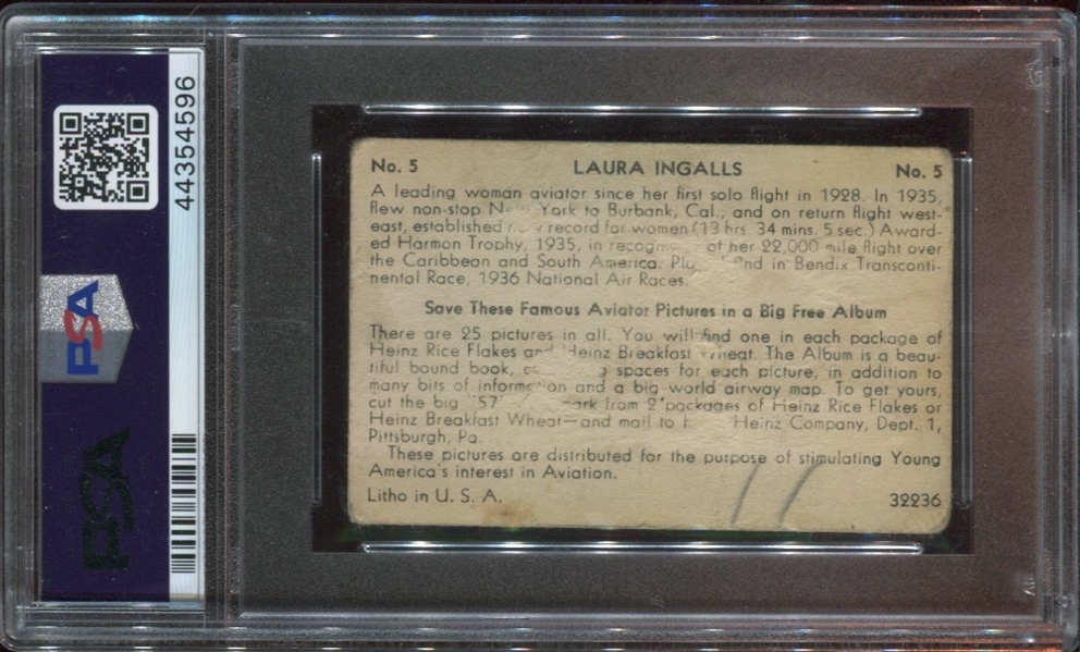 1937 F277-4 Heinz Cereal Aviators #5 Laura Ingalls
