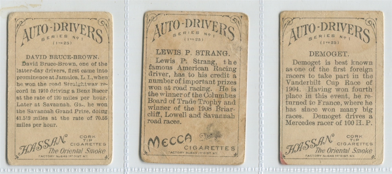 T36 Mecca Automobile Drivers Lot of (3) Cards