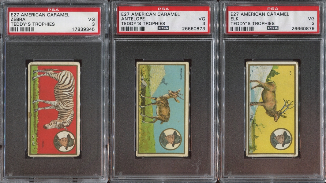 E27 American Caramel Teddy's Trophies PSA-Graded Lot of (8) Cards