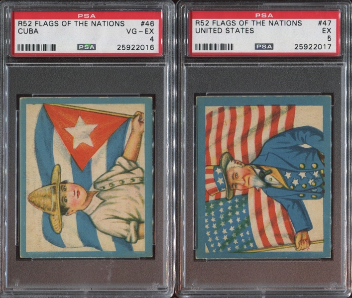 R52 Baltimore Chewing Gum Flags of all Nations PSA-Graded Lot of (2) Cards