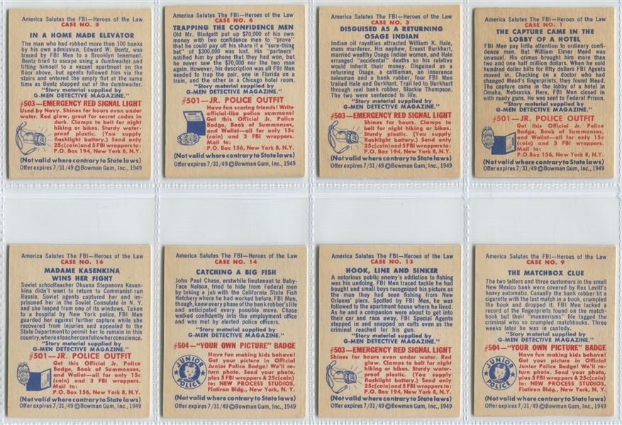 1949 Bowman America Salutes the F.B.I. High Grade Lot of (17) Cards