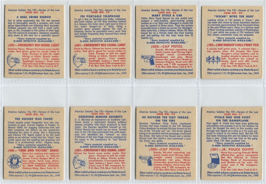 1949 Bowman America Salutes the F.B.I. High Grade Lot of (17) Cards