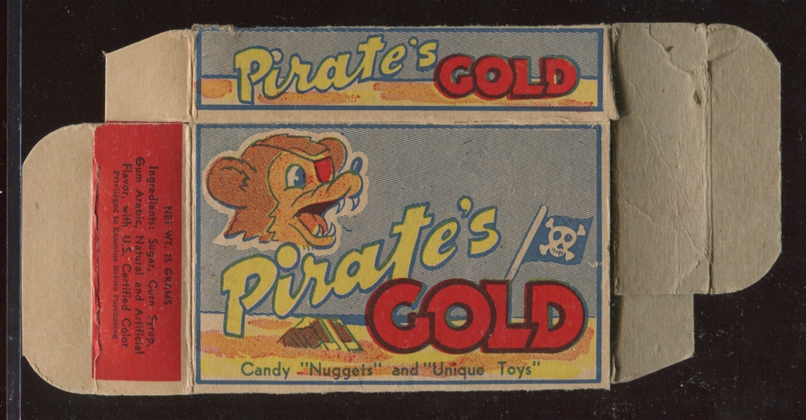 Fantastic Pirate's Gold Candy Box with (3) Original Wooden Pirate Coins