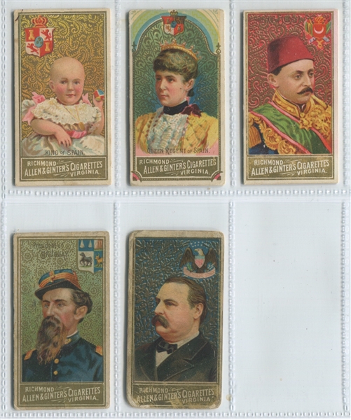 N34 Allen & Ginter World's Sovereigns Lot of (15) Cards 