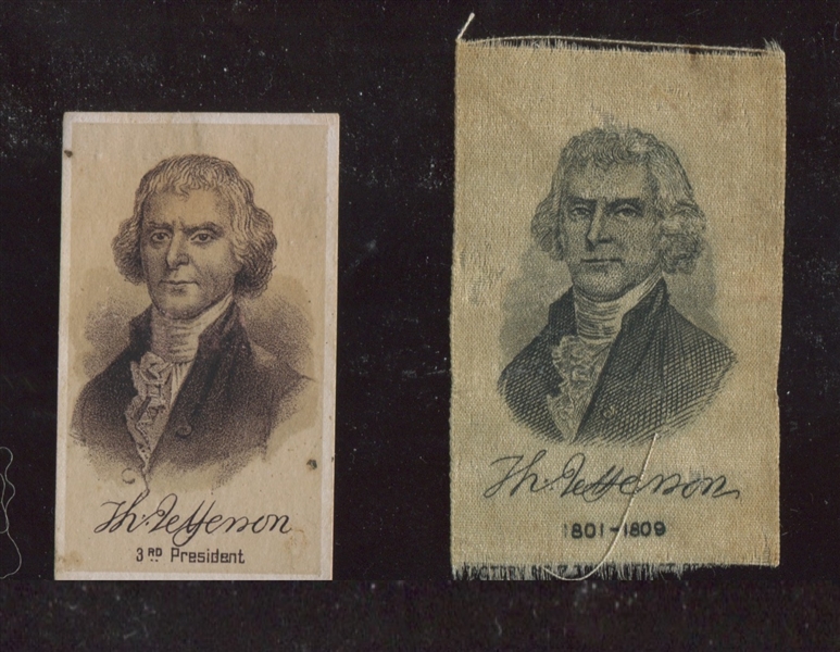 N472A Mrs G.B. Miller Presidents Type Card - Thomas Jefferson Plus Matching S89 Silk