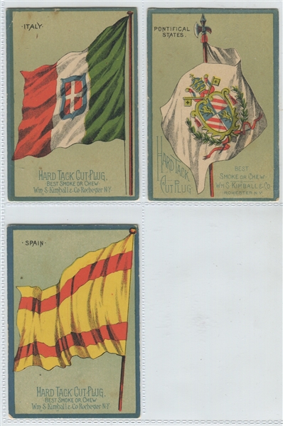 N195 Kimball Tobacco National Flags Lot of (3) Different Cards