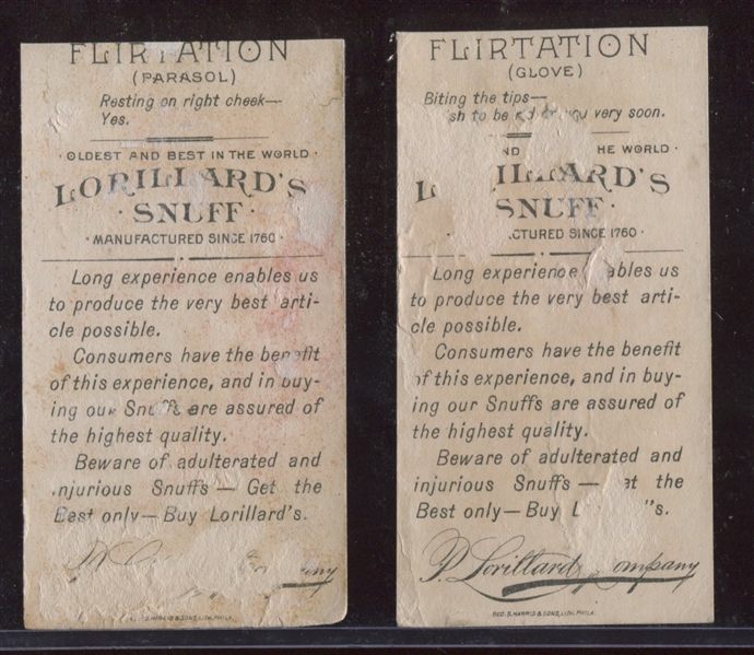 N260 P. Lorillard Snuff Tobacco Types of Flirtation Partial Set of (15/25) Cards