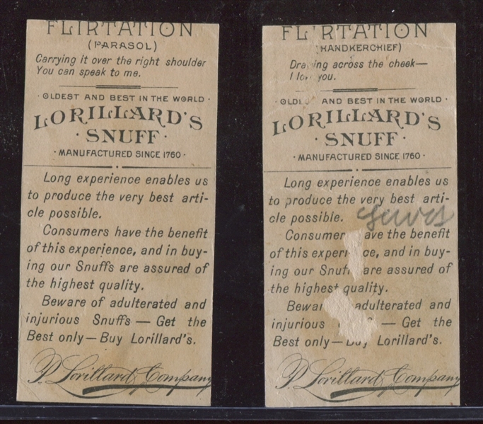 N260 P. Lorillard Snuff Tobacco Types of Flirtation Partial Set of (15/25) Cards