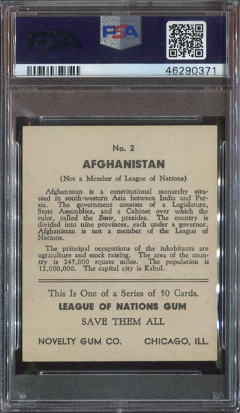 R80 Novelty Gum League of Nations #2 Afghanistan PSA7 NM