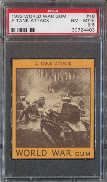 R174 Goudey Gum World War Gum #18 A Tank Attack PSA8.5 NM-MT+
