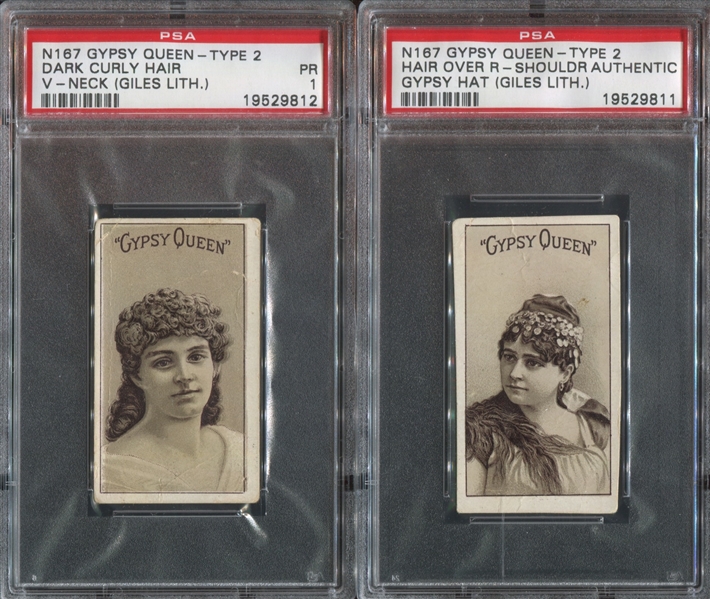 N167 Gypsy Queen Sepia Actresses Scarce Lot of (2) PSA-Graded Cards