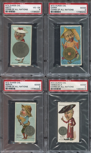 N72 Duke Tobacco Coins Lot of (4) PSA-Graded Cards