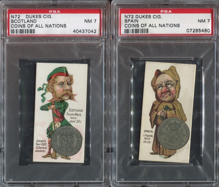 N72 Duke Tobacco Coins Lot of (2) PSA7 Graded Cards