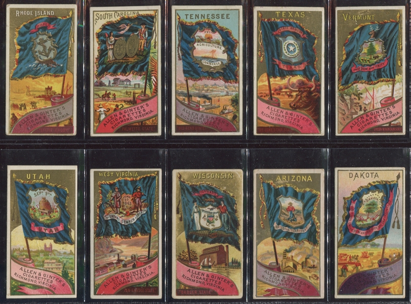 N11 Allen & Ginter Flags of the States and Territories Complete Set of (47) Cards