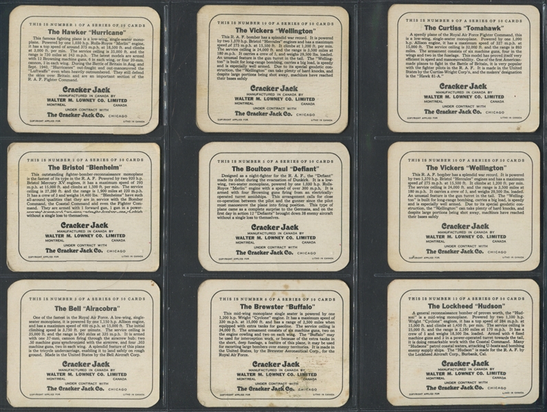 V407 Cracker Jack UN Battle Planes Series of 50 Lot of (32) Cards