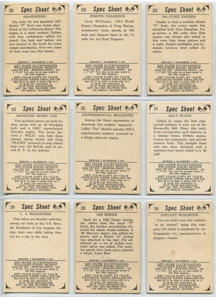 1965 Donruss Hot Rods Magazine Complete Set of (66) Cards