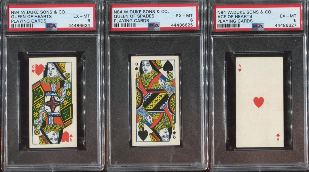 N84 Duke Cigarettes Playing Cards Lot of (3) PSA-Graded Cards