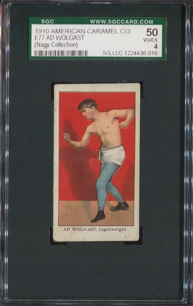 E77 American Caramel Prize Fighters Ad Wolgast SGC50 VG-EX (Nagy Collection)