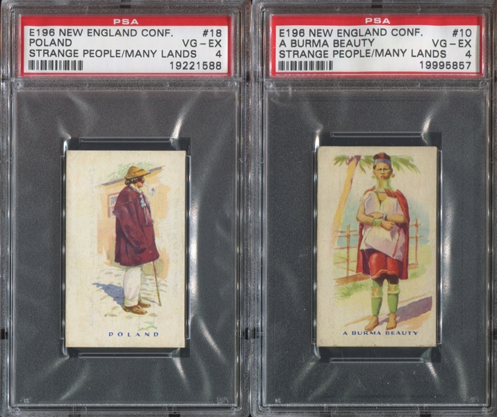 E196 New England Confectionery Strange People Pair of (2) PSA4 VG-EX Cards