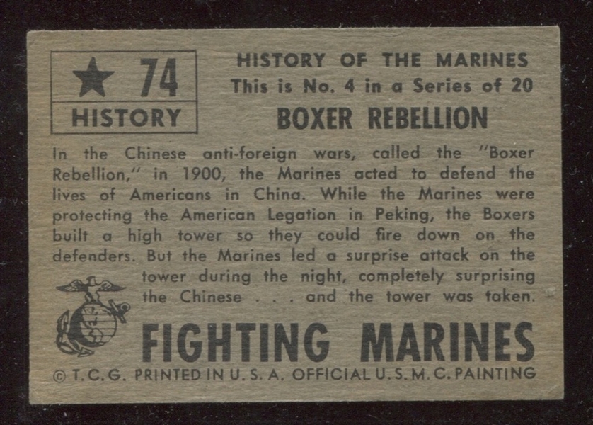 1953 Topps Fighting Marines #74 Boxer Rebellion - KEY CARD TO SET