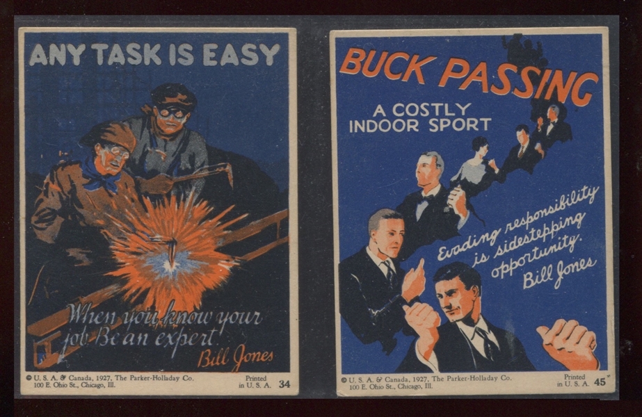 1927 H883 Parker Holladay Sayings of Bill Jones Poster Cards (2 Diff.)