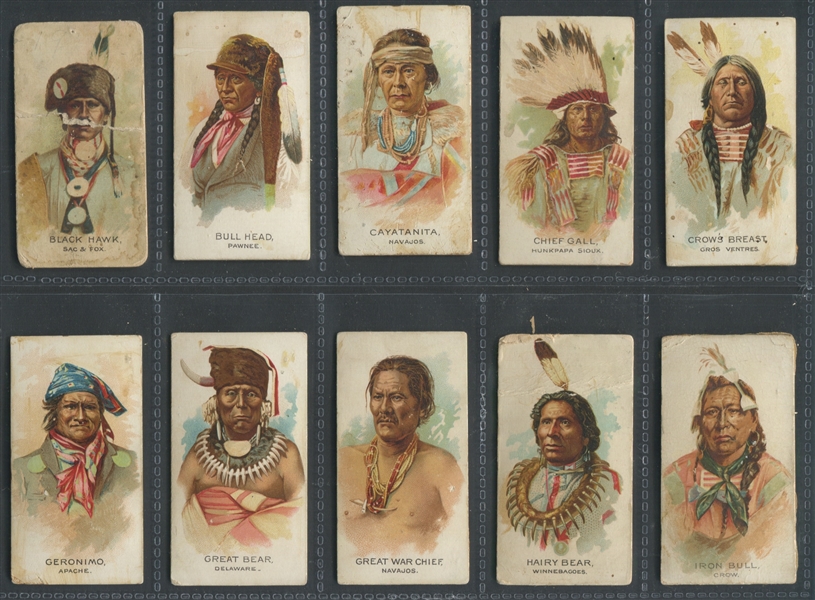 N2 Allen & Ginter Celebrated Indian Chiefs Lot of (45) Lower Grade Cards