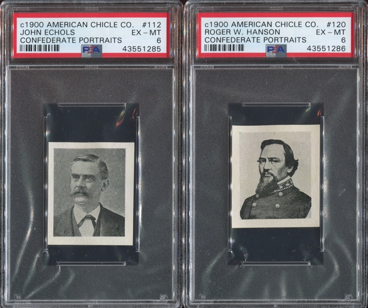 E-UNC American Chicle Kis-Me Gum Confederate Portraits Lot of (7) PSA6 Graded Cards